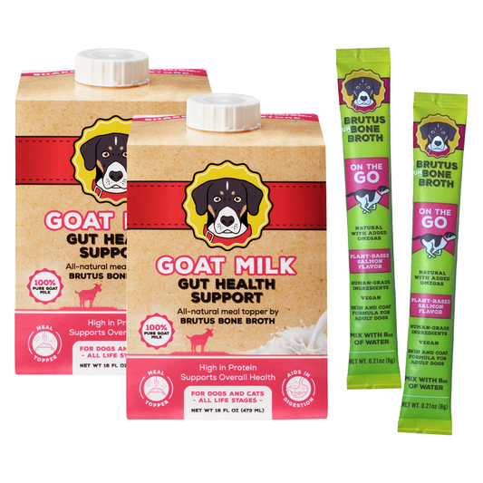 2 boxes of Goat Milk by Brutus Broth and 2 sticks of Vegetable Broth On The Go