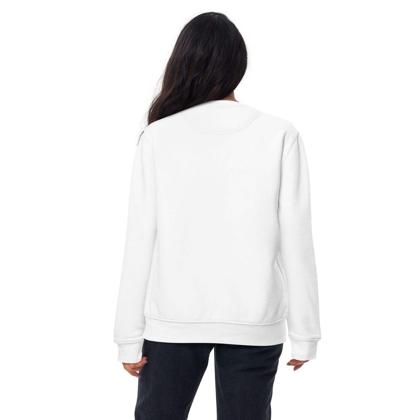 Woman wearing White "IN DOG YEARS, I HAVE ONLY HAD ONE" Sweatshirt - Back