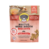 Front of Brutus Bone Broth Biscuits pouch, Pork and Apple, showing product name and bone-shaped treats on white background