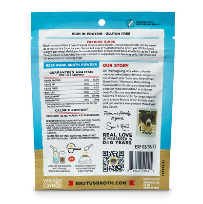 Brutus Bone Broth Hip & Joint Beef Bone Broth Powder - Back of Bag