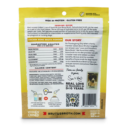 Brutus Bone Broth Hip & Joint Chicken Bone Broth Powder - Back of Bag