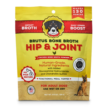 Brutus Bone Broth Hip & Joint Chicken Bone Broth Powder - Front of Bag