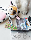 Dow cow plush, Brutus on the Go sticks, Jet Set Pup bag