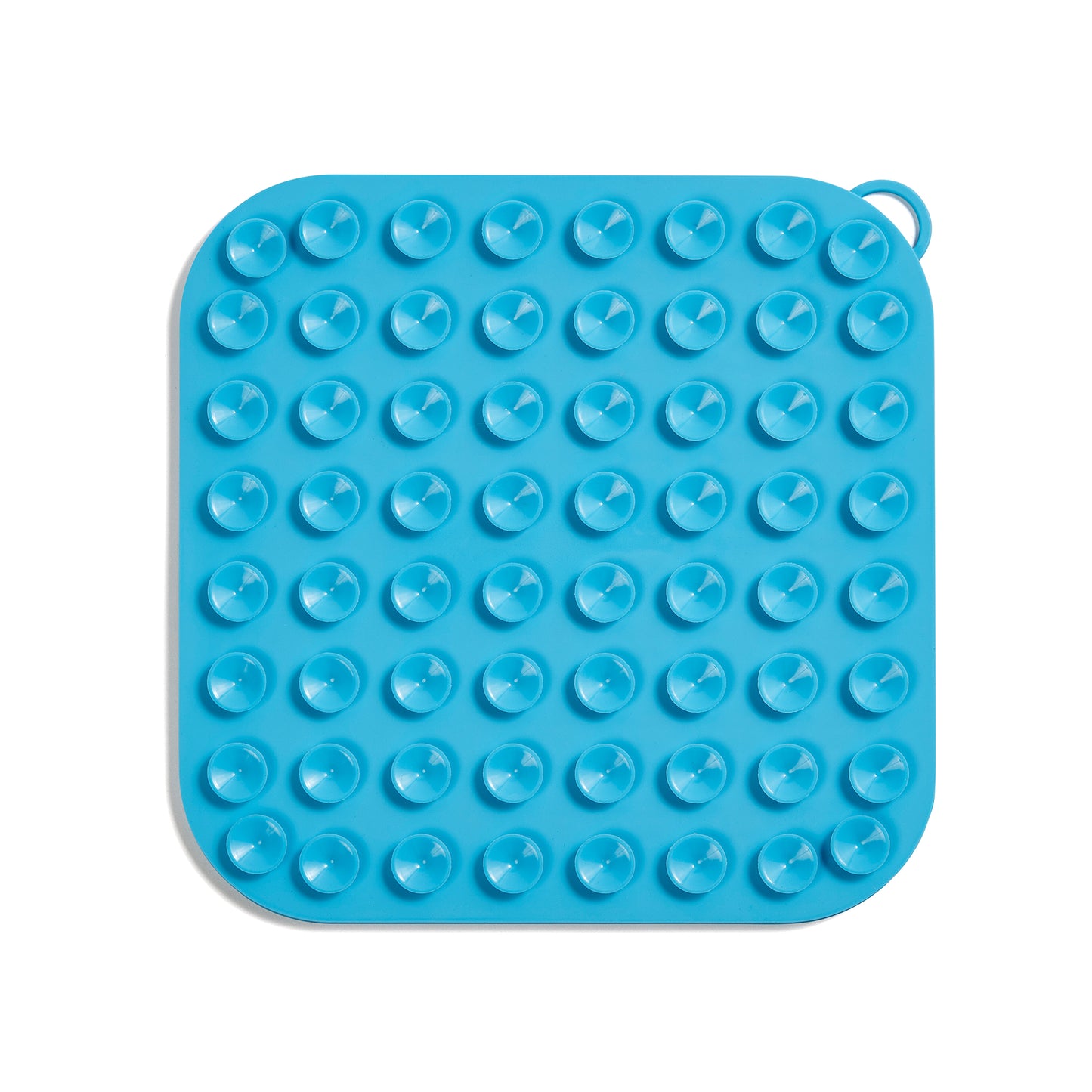 Back of the blue lick mat with suction cups