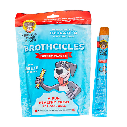 Turkey Brothcicles pouch next to a single Brothcicle stick