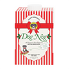 Dog Nog packaging with red and white striped design and Christmas-themed graphics.