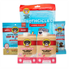 Collection of Brutus Bone Broth products including Brothcicles, Hip & Joint Beef Bone Broth Powder, Hip & Joint Beef and Chicken Bone Broth Packets, and Goat Milk on a white background.