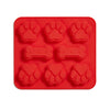 Red treat tray with bone and paw shapes