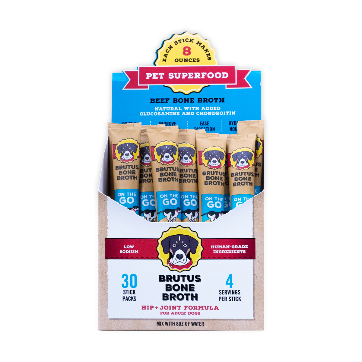 POS pack of 30 Instant Beef Brutus Bone Broth sticks